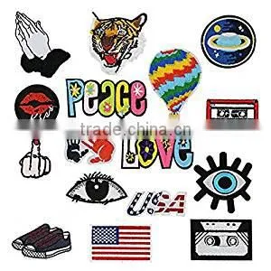 16 Pcs Iron On Embroidered Motif Applique Glitter Sequin Decoration Patches Sew on Patch Clothing photo-2