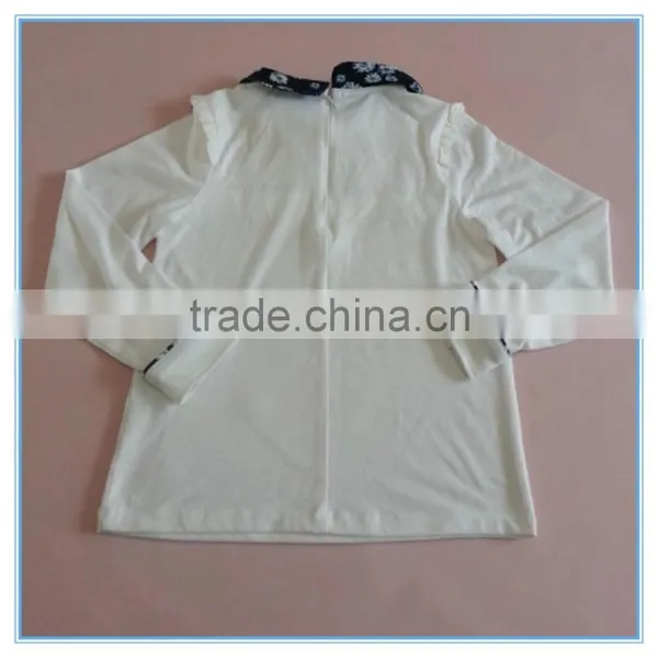 Wholesale OEM Children Girls Cotton Long Sleeve Shirt, Girls Boutique t Shirt With Flower Printed Turn Over Neck photo-2