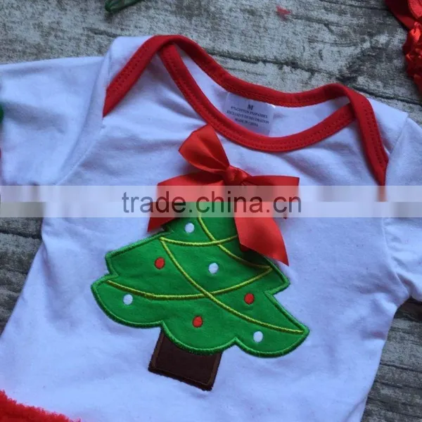 Baby Girls Christmas Tutu Romper Infant Baby Girls Christmas Tree Cotton Rompers With Red Chiffon Tutu With Accessories photo-2