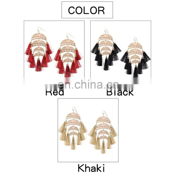 Hot Sales Multilayer Moon Metal Boho Earrings With Small Tassels photo-6