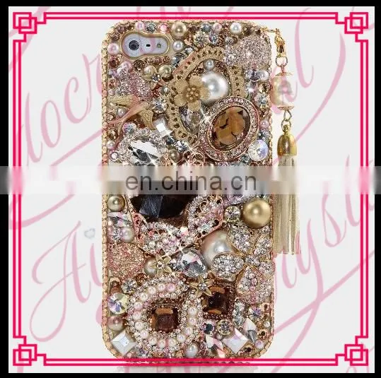 Aidocrystal Hot Sale Gold Luxury Design Rhinestone Crystal Covers Ladies Cell Phone Cases for Iphone 6 Plus photo-3