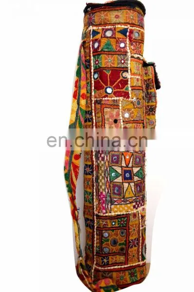 Yoga Mat Bag One of a Kind - Handmade Bag Cross Body Purse Banjara Style Yoga Bag Yoga Met Bag Ethnic Hand Embroidered Vintage photo-4
