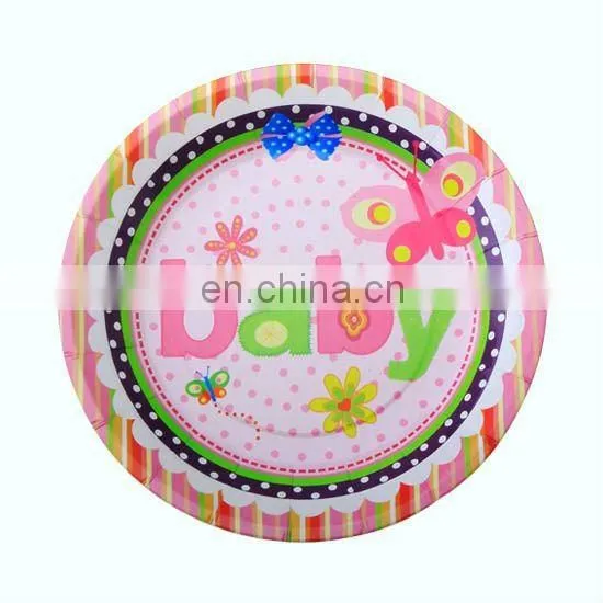 Fashional 7" Multi-colored Round Baby Paper Party Supplies Plates