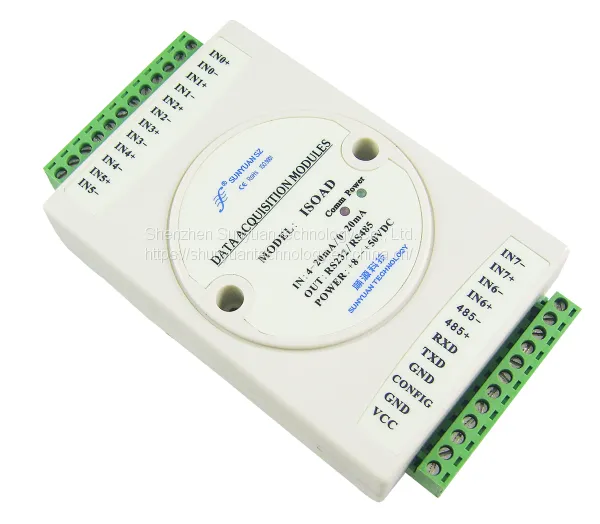 8-Channel Analog to Digital RS232-RS485 Output Data Acquisition Module with 3kv Isolation
