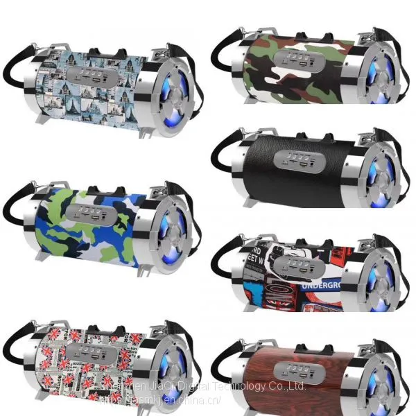 Hot Style Ch-m23 New Gun Barrel Seven Color Lights Bluetooth Speaker With Radio Plug Cartoon Words Mini Audio Bass