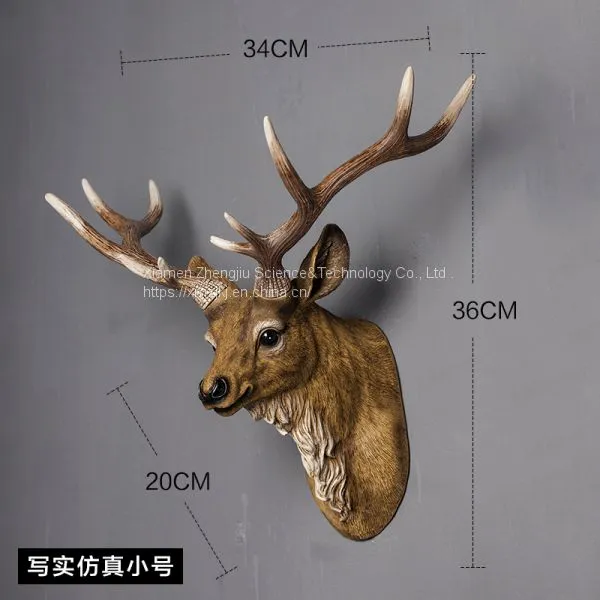 American Restoring Ancient Ways Creative Simulation Animal Deer Head Wall Hanging Decoration Style Indoor Resin Crafts Decoration Home Decor photo-4