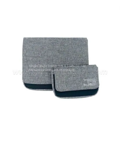 BG2014 Grey Imitation Linen Fabric Flap Bag Storage Bag Large Size photo-2