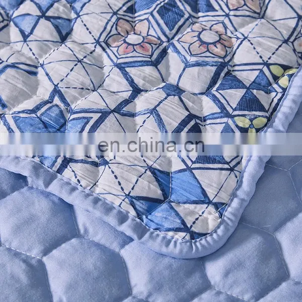Printed Chinese Brake Herb Brushed Microfiber Polyester Fabric Bedsheets Quilted Bedspread Bedding Set photo-7