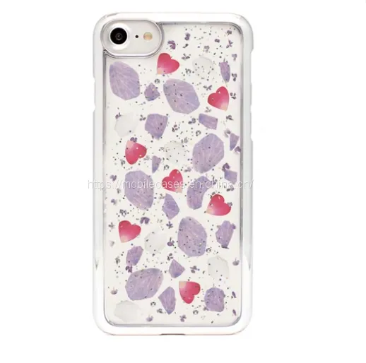 Golden Edge Epoxy Phone Case Flower Phone Case Floral Mobile Cover photo-2