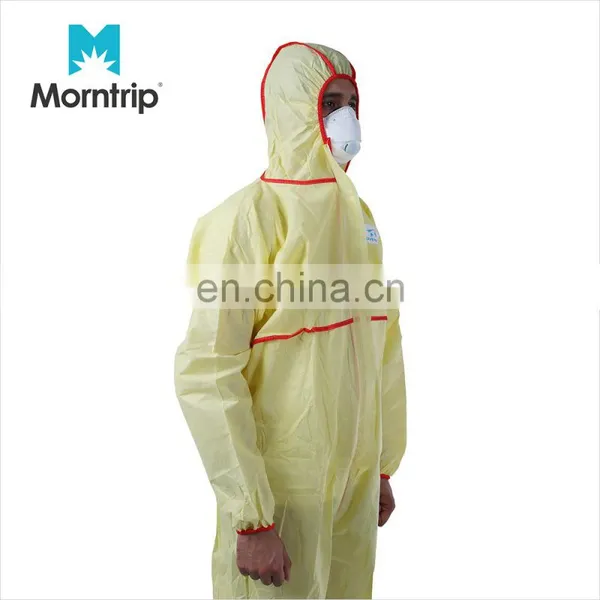 Manufacture Customized 3 Panel Hood Storm Flap With Adhesive Tape Non Woven SMS Microporous Coverall With Bound Seams photo-4