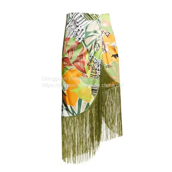 2 Pieces Ladies Women Printed Sexy Swimsuit Bikini Swimwear With Skirt Cover-Up photo-3