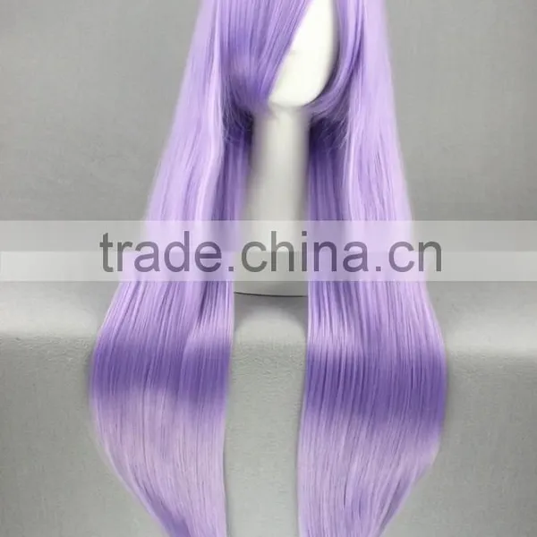 High Quality 80cm Long Straight Saint Seiya -Athena Light Purple Synthetic Anime Wig Cosplay Hair Wig Party Wig photo-3