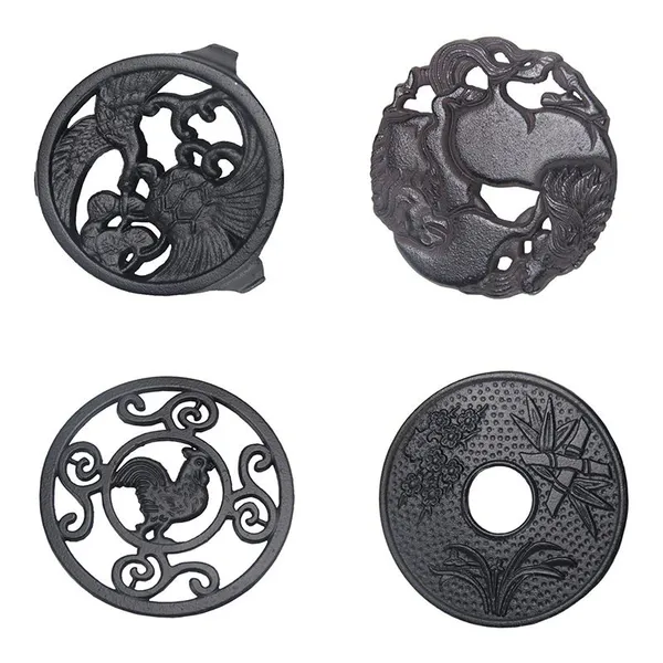 Round Cast Iron Trivet for Hot Dish Pot Pan Plate Teapot, Rustic Cast Iron Hot Dish Plate Holder for Kitchen Dining Table