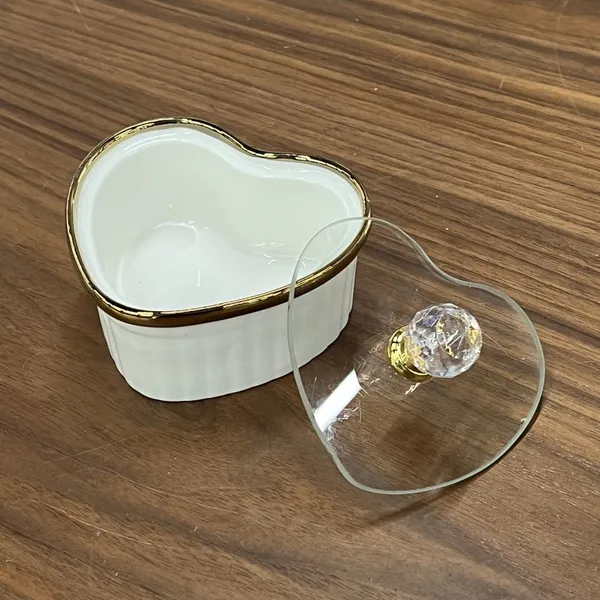 Heart Shaped Tempered Glass Lid Exquisite Styling Glass Cover Perfect Matching Decorative Top for Ceramic Snack Storage Jar Household Food Container photo-2