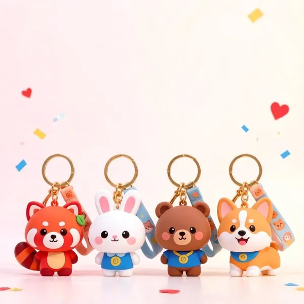 Custom Adorable 3D Anime Cartoon PVC Silicone Keychain Soft Rubber Character Key Ring & Backpack Charm photo-5