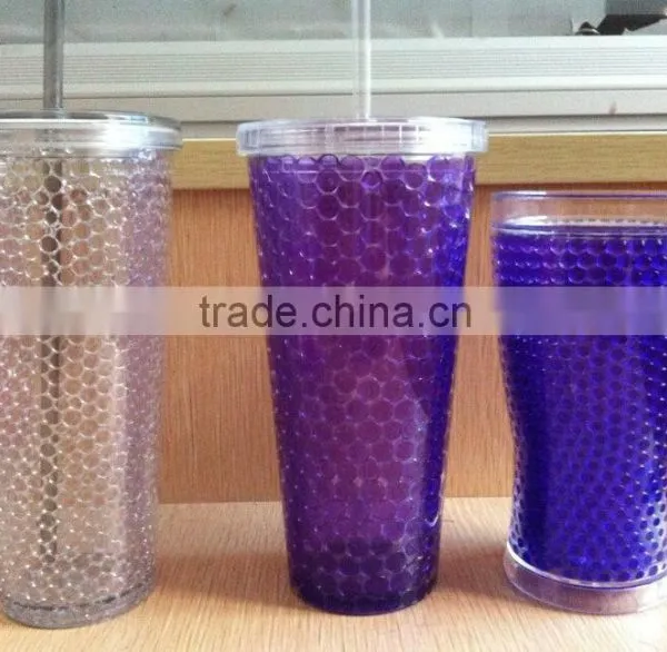 PBA Free Plastic Double Wall Insulated Ice Mugs Freezer Beer Cup With Ice Gel photo-4
