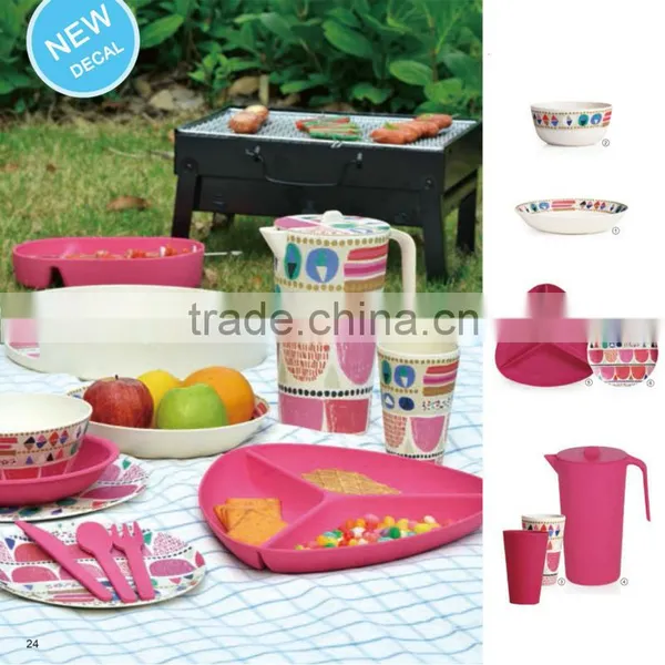 China Factory Supply Custom Safety Natural Bamboo Fiber Biodegradable Table Ware Dishes Dinner Set