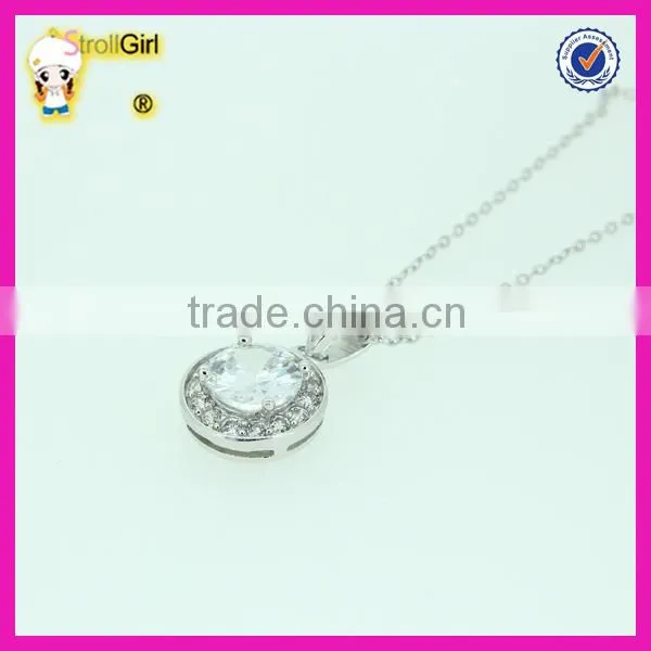 High Quality Women Bridal Silver Plated Red Ruby Zircon Round Necklace photo-5