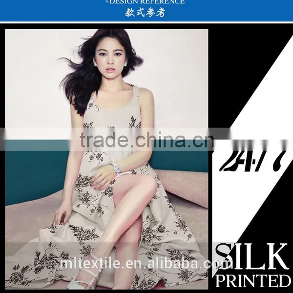 Painted 100 Silk Crepe de Chine Fabric photo-4