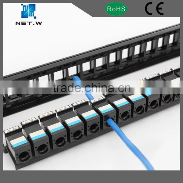 Empty Patch Panel, 24 Port 1U Keystone Jack Snap in Blank Panel for Cat5e Cat6 RJ45 19 Inch photo-2