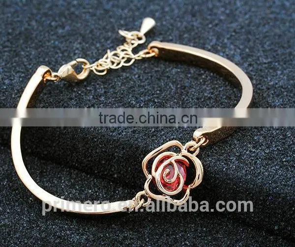 Wholesale Jewelry Women Fashion Cute Flower Crystal Party Chain Link Bracelets Bangles photo-6