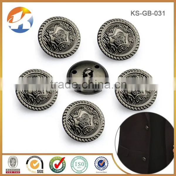 Embossed Logo Gunmetal Metal Sewing Shank Button photo-5