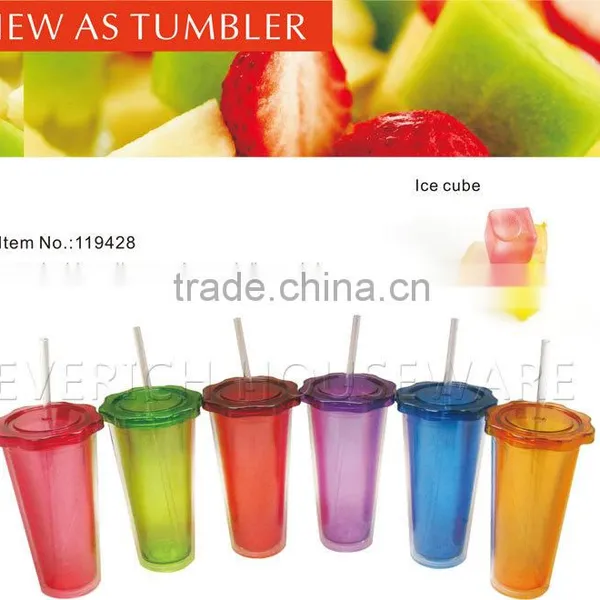 Colorful Double Wall Durable OEM Plastic Water Cup With Lid photo-2