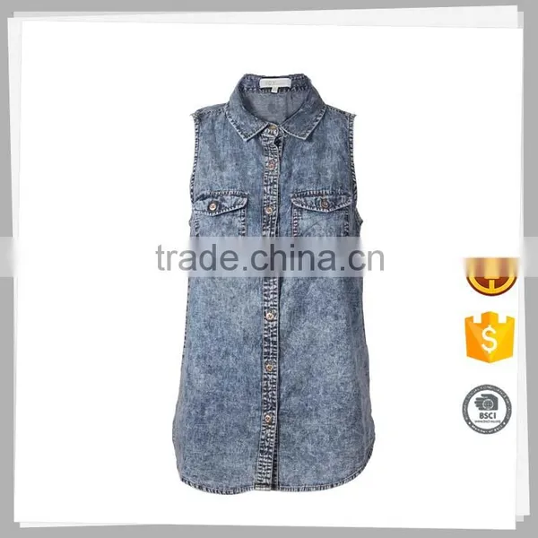 China Suppliers 2016 New Casual Women Fashion Denim Blouse photo-3