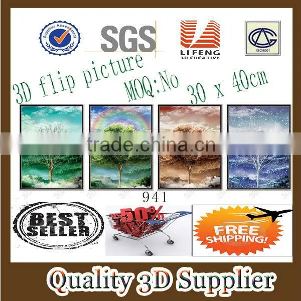 Guangzhou Lifeng Item No 941 Lenticular Four Season Tree 3D Picture With Flip Effect in Stock