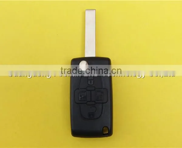 Best Selling 4 Buttons Flip Key Shell for Peugeot 407 Key Fob With Battery Place photo-2