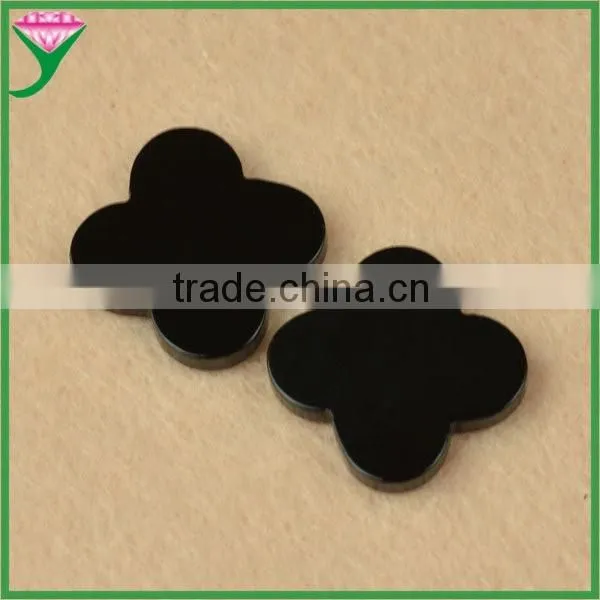 Buyers Wholesale Four Leaf Clover Double Flat Slices Rough Natural Black Agate
