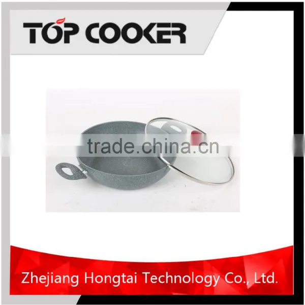Forged Aluminum Chinese Marble Coating Wok Pan With Lid photo-2