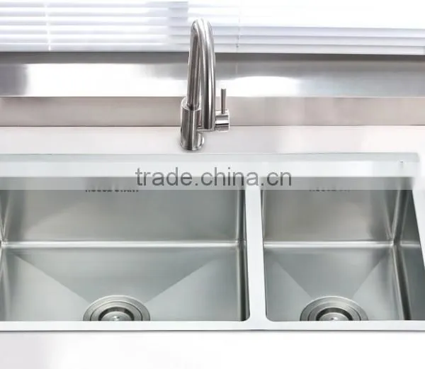 Exporting European Stainless Steel Sink Undermount Double Bowl Handmade Kitchen Sink 71544-3 photo-5