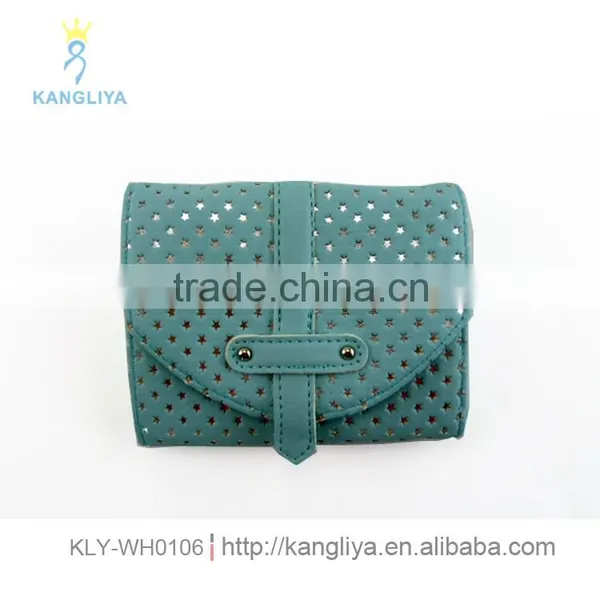 Ladies Small Fashion Purse With Craftwork Punching Star Outside Little Elegance Wallets Fancy Moeny Bag
