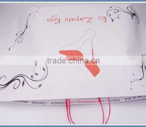 2016 New Style White Kraft Paper Bag With Red Twisted Patch Handle for Shoes photo-3