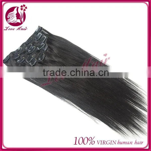 Highest Feedback Wholesale In Stock Straight Unprocessed 100% Chinese Hair Clips Hair Extensions photo-4