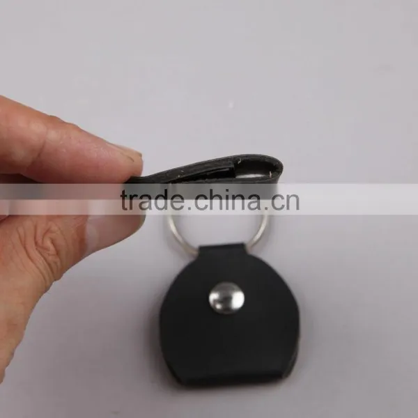 Promotional Blank Black Leather Pouch Key Chain With Nail Without Logo photo-4