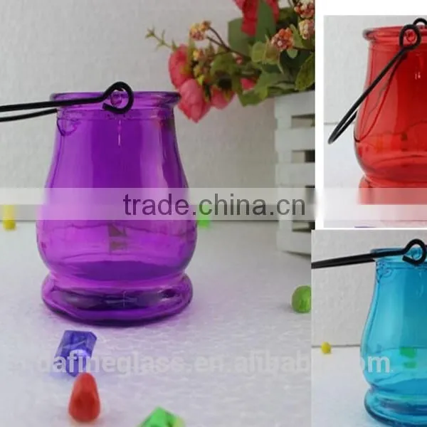 Glass Vase Bottle for Plant With Metal Handle Candle Hydroponic/Home Decoration photo-4