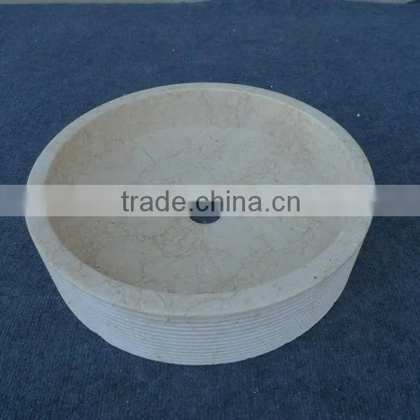 Galala Beige Marble Round Vessel Sink photo-3