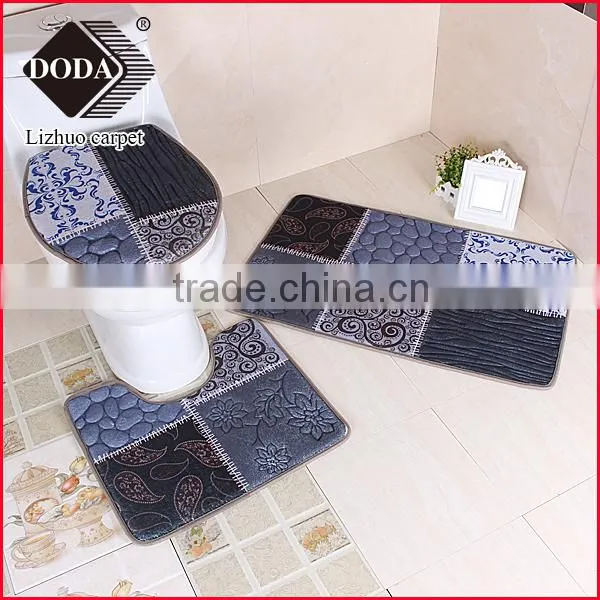 New Design Flower Printing Embossing 100% Polyester Shaggy Carpet /bath Mat photo-3