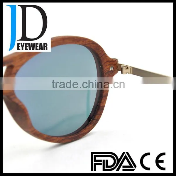 High Quality Classic Wood Metal Combination Aviator Wood Sunglasses photo-5