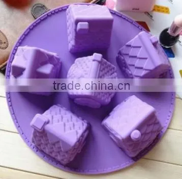 6 Cavity 3D Mini House Shape Silicone Cake Mold Chocolate Mold photo-2