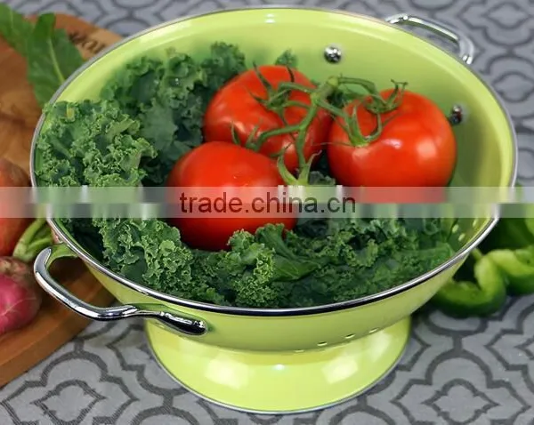 Hot Sale Green Powder Coated Kitchen Food Metal Colander photo-3