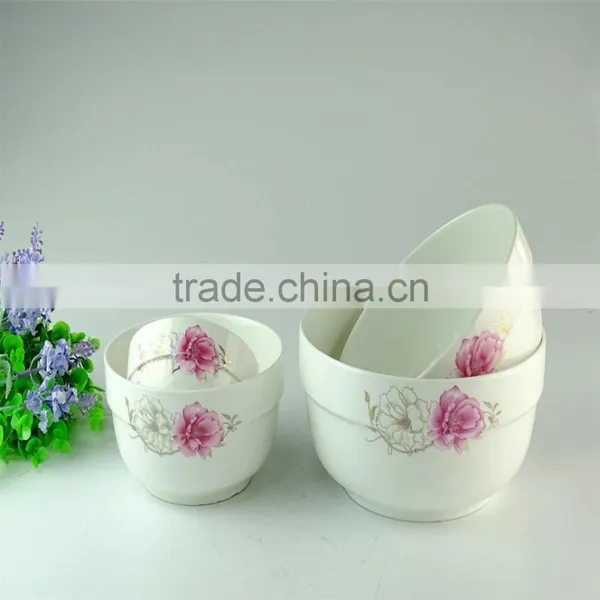 Chaozhou Supplier Stocked Wholesale 6.69 Inch White Ceram Bowls With Flower Decal Household Bowls photo-3