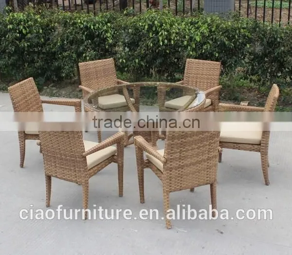 New Design Garden Home Rattan Furniture Outdoor Dining Table Set photo-2