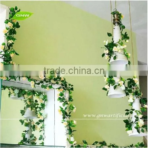 GNW FLV015 Artificial Decorative Vines Rose Flowers Rabric Leaf Home Wedding Decoration photo-2