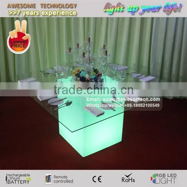 Square Led Lighted Plastic Restaurant Table / Banquet Hall Tables photo-3