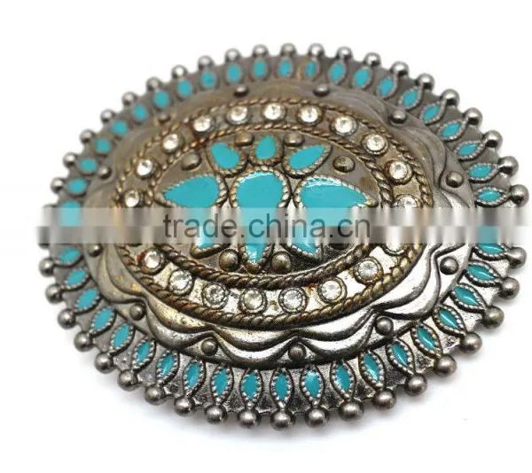 Antique Looking Fashion Hot Sale Embellished Buckle for Belts, Zinc Alloy Material Buckle With Paint Injection and Rhinestones photo-4
