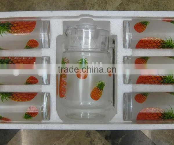 JK036 7pcs Glass Drinking Set With Deco photo-3