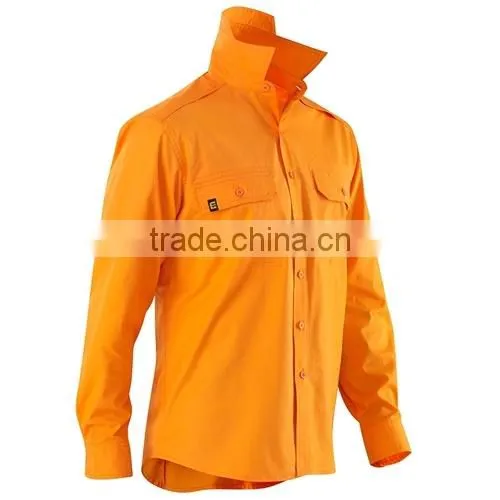 Factory Custom Short Sleeves Cotton Safety Shirts Fluorescent Hi Vis Work Shirts photo-3